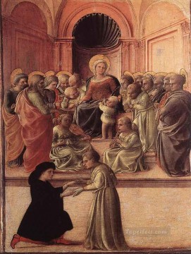  Dorado Lienzo - Virgen y el Niño con santos y un adorador Renacimiento Filippo Lippi